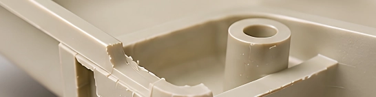 Sharp edges, burrs or flash left on moulded plastic parts