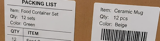 Cartons that do not match the labelling or packing list
